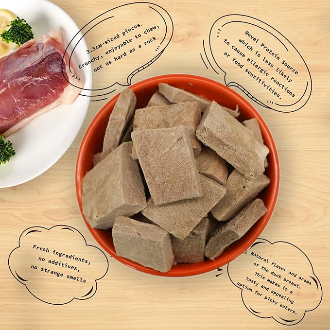 Freeze Dried Dog Treats - 100% Duck Breast Grain Free - Natural Balanced Single Ingredient Raw Dog Snacks - Dry Dog Food Topper 100g/3.53oz