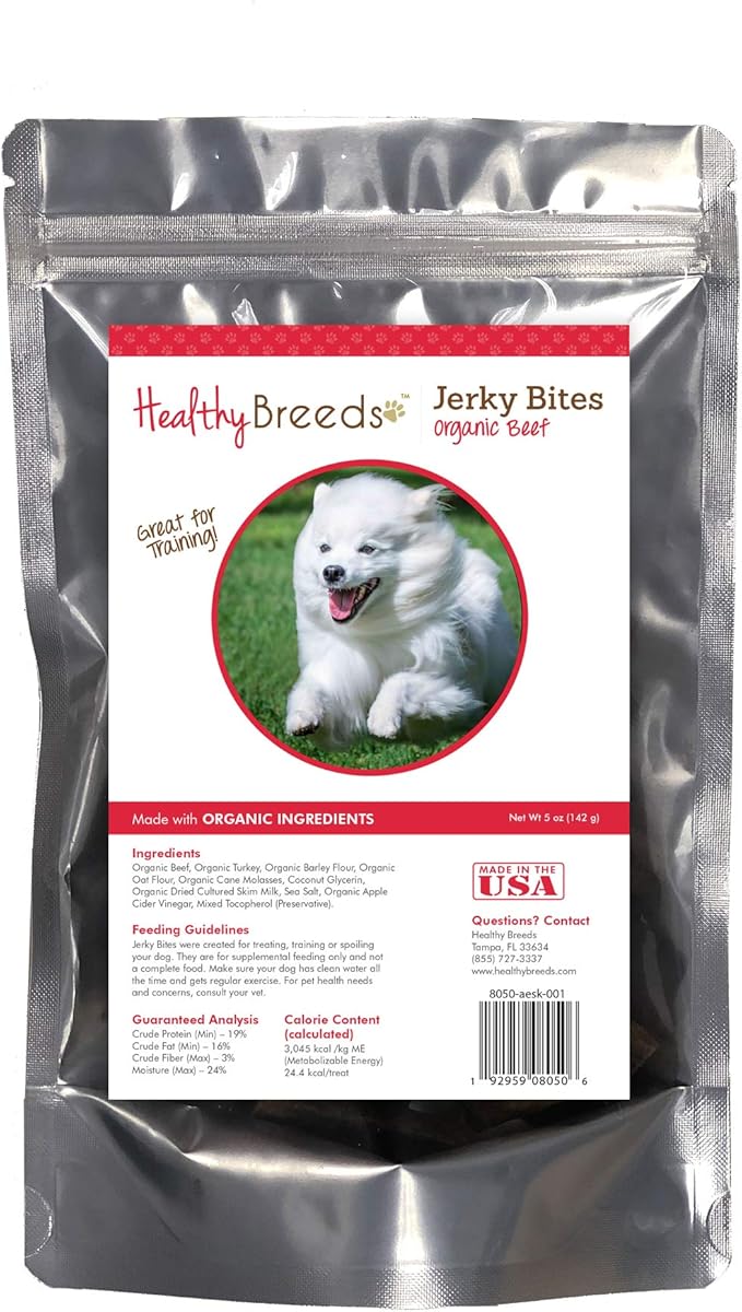 Healthy Breeds American Eskimo Dog Jerky Bites Beef Recipe Dog Treats 5 oz