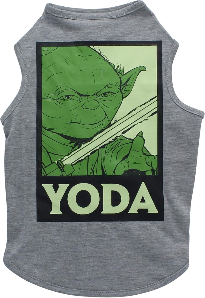 Star Wars for Pets Yoda Dog Tank - Star Wars Dog Shirt for Large Dogs - Size Large, Gray - Soft, Cute, and Comfortable Dog Clothing and Apparel, Cute Dog Clothes