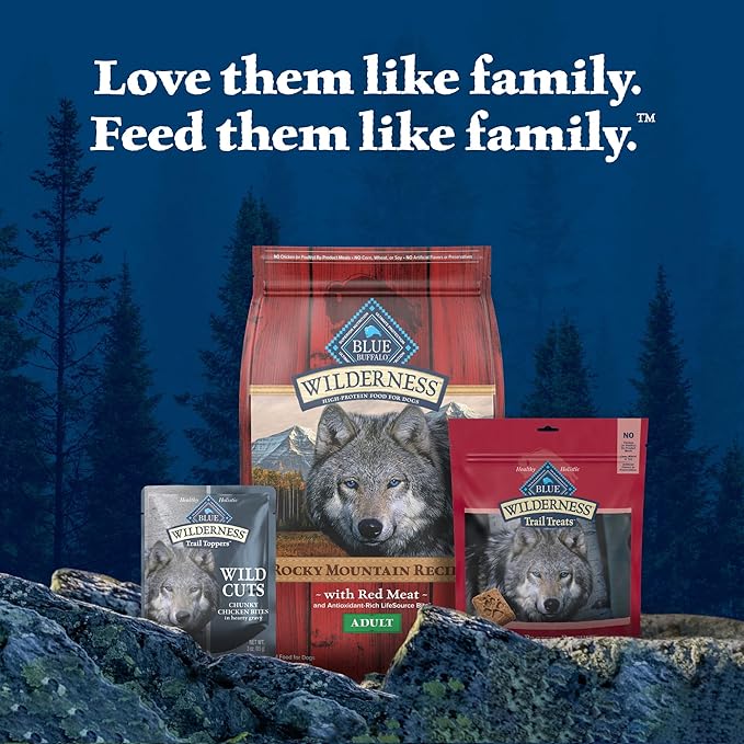 Blue Buffalo Wilderness Trail Toppers Wild Cuts High Protein Natural Wet Dog Food, Chunky Chicken Bites in Hearty Gravy, 3 Oz pouches (Pack of 24)