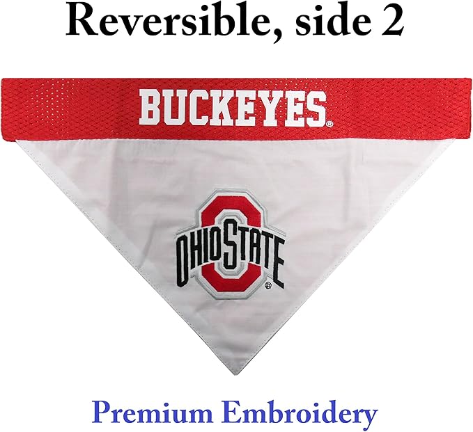 Pets First Collegiate Pet Accessories, Reversible Bandana, Ohio State Buckeyes, Large/X-Large
