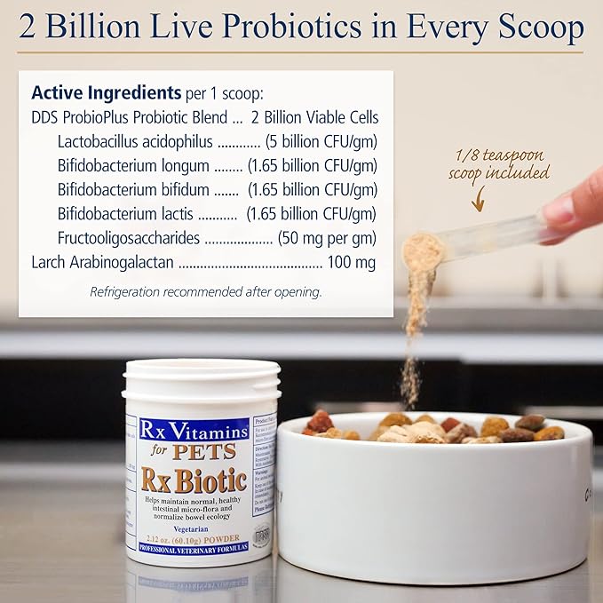 Rx Biotic for Pets 2.12 oz Powder - Professional Veterinary Formulas - Hypoallergenic & Vegetarian
