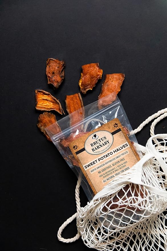 Sweet Potato Slices For Dogs - Half Slices, 2 lbs - Single Ingredient Grain Free Dog Treats, Best High Anti-Oxidant Healthy 100% Natural Thick Cut Dried Sweet Potato Dog Treats, No Added Preservatives