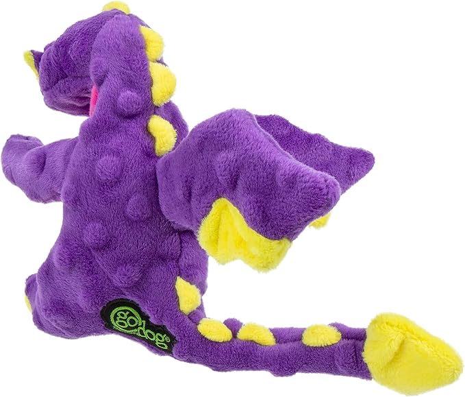 goDog Bubble Plush Dragons Squeaky Dog Toy, Chew Guard Technology - Purple, Small