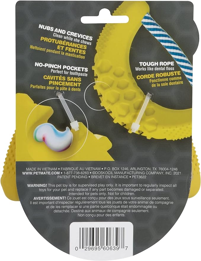 JW Pet CHEW-EE Dental Dog Chew Toy; Cleans Your Pet's Teeth and Gums As They Play; Add Their Favorite Flavors, Banana,Yellow