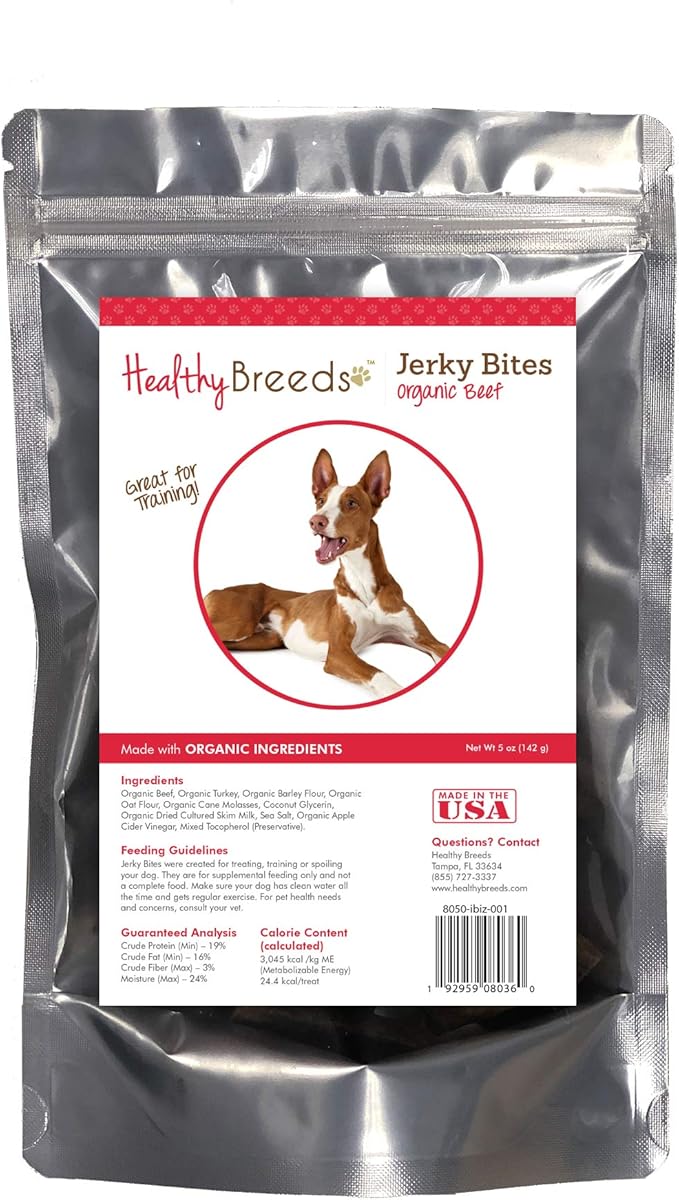 Healthy Breeds Ibizan Hound Jerky Bites Beef Recipe Dog Treats 5 oz