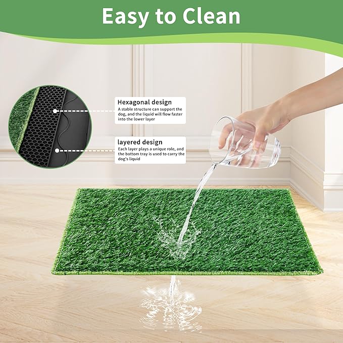 Grass Pad for Dogs,17”x25” Dog Grass Pad with Tray,Indoor&Outdoor Dog Potty Tray,Perfect Training Pet Portable Potty,Washable Puppy Pee Pad for Puppy Training Apartment,Balcony and Apartment Use