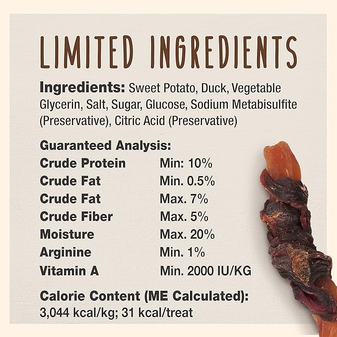 Cadet Gourmet Sweet Potato & Duck Wraps Dog Treats - Healthy & Natural Duck & Sweet Potato Dog Training Treats for Small & Large Dogs - Inspected & Tested in USA (28 oz.)