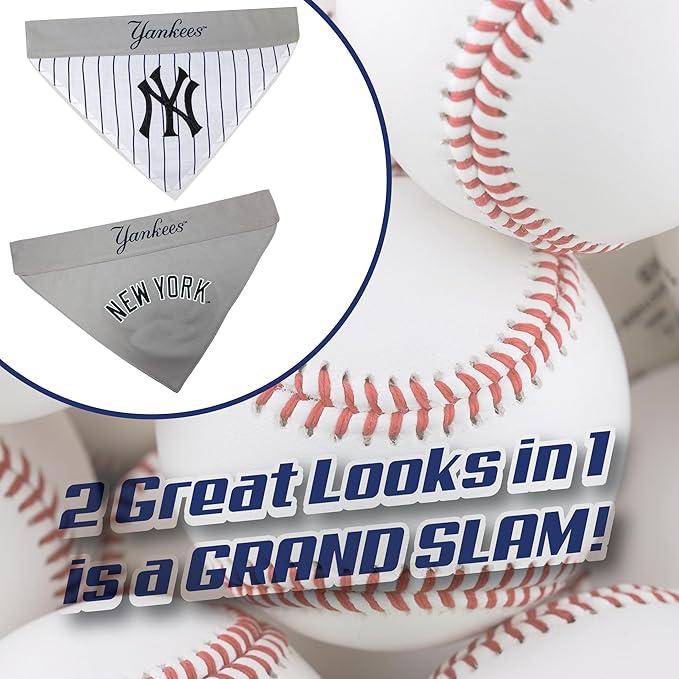 Pets First YAN-3217-S-M MLB New York Yankees Reversible Pet Bandana, Small/Medium, MLB Team Color