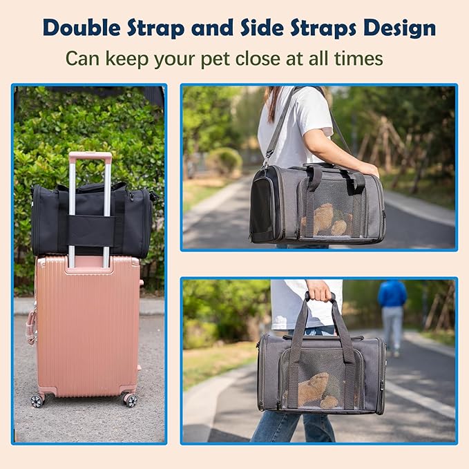 Dog Cat Carrier Pet Carriers for Small Medium Large Cats Dogs Carrier Soft Sided Small Puppy Dog Carrier Portable Foldable Airline Approved Dog Cat Travel Carrier Black Medium