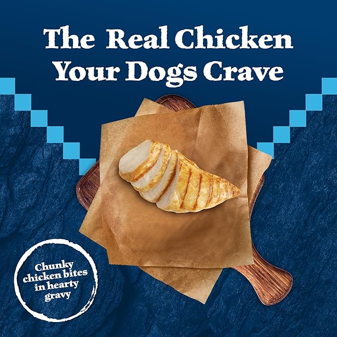 Blue Buffalo Wilderness Trail Toppers Wild Cuts High Protein Natural Wet Dog Food, Chunky Chicken Bites in Hearty Gravy, 3 Oz pouches (Pack of 24)