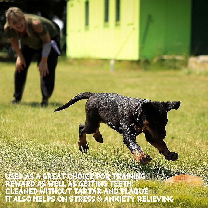 ASMPET Dog Bones for Large Dogs, Chicken Wrapped Rawhide Donuts Dog Bones Long Lasting Dog Treats Large Breed Dog Chews Bones for Medium Dogs Rawhide Bones for large dogs Small Dogs(Pack of 4)