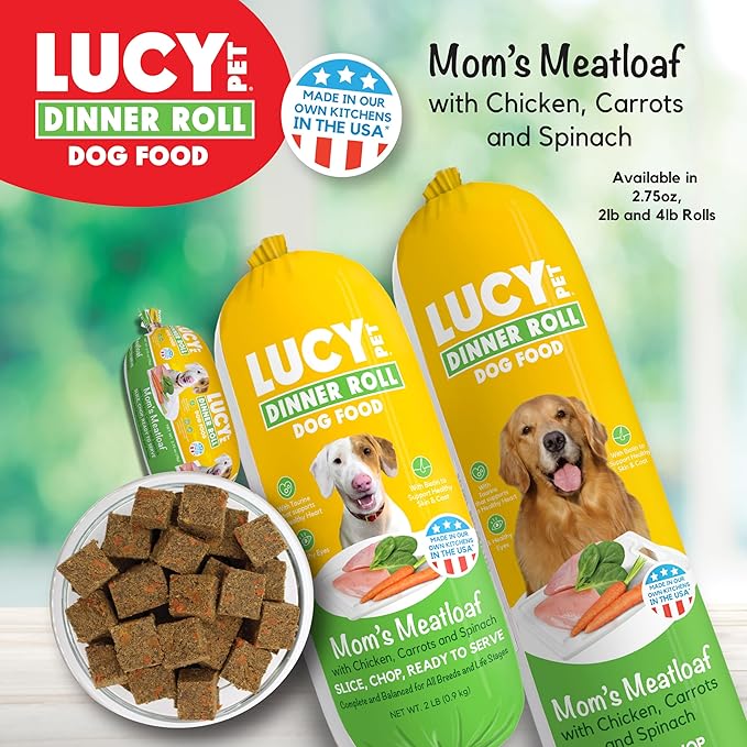 Lucy Pet Dinner Rolls-Mom's Meatloaf Chicken with Carrots and Spinach 4lb