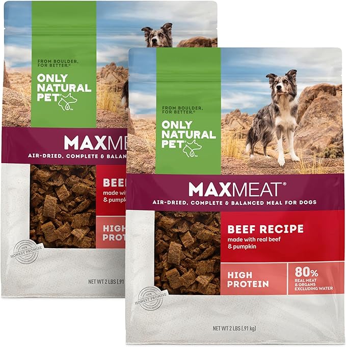 Only Natural Pet MaxMeat Holistic Air Dried Dry Dog Food - All Natural, High Protein, Grain Free and Limited Ingredient - Made with Real Meat - Beef with Pumpkin & Parsley 2 lb