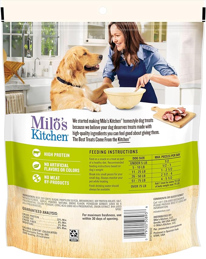 Milo's Kitchen Homestyle Dog Treats, Beef Sausage Slices, 18 Ounce, High Protein, No Artifical Flavors