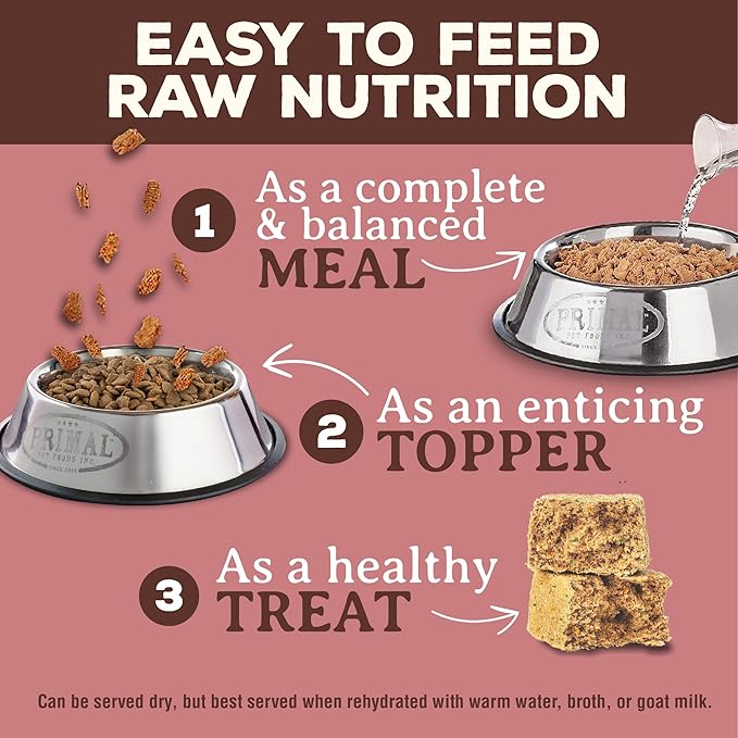 Primal Freeze Dried Dog Food Nuggets, Turkey & Sardine; Complete & Balanced Meal; Also Use as Topper or Treat; Premium, Healthy, Grain Free, High Protein Raw Dog Food, 14 oz