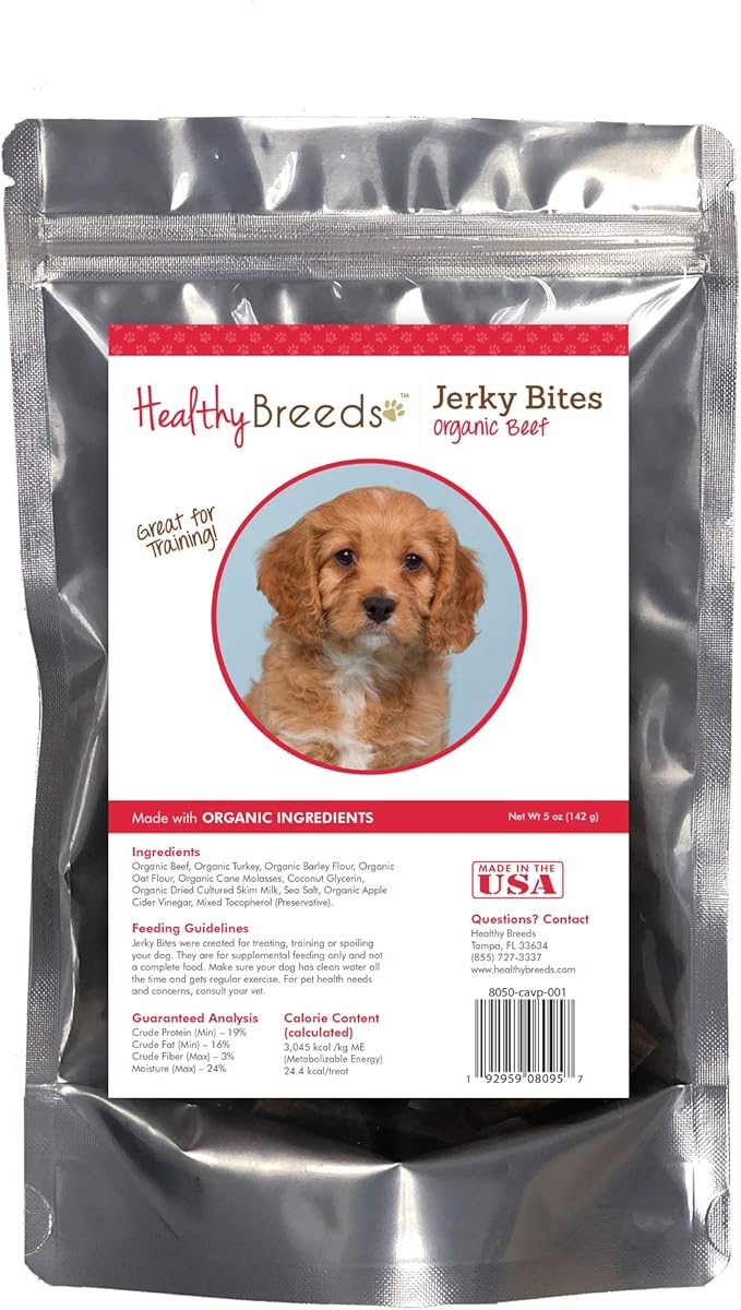 Healthy Breeds Cavapoo Jerky Bites Beef Recipe Dog Treats 5 oz