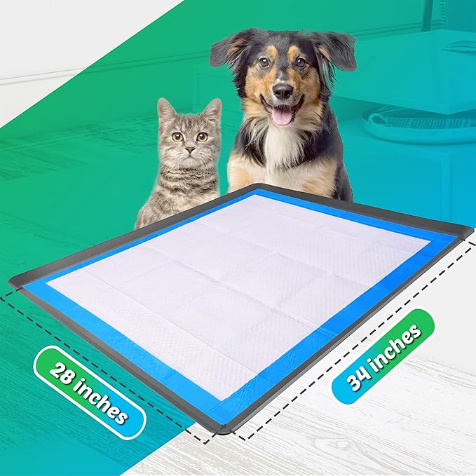 Skywin Dog Pad Holder Tray for 28 x 34 Inches Training Pads – Silicon Wee Wee Pad Holder, No Spill Pee Pad Holder for Dogs - Easy to Clean and Store Perfect for Dog Potty Tray (Grey)