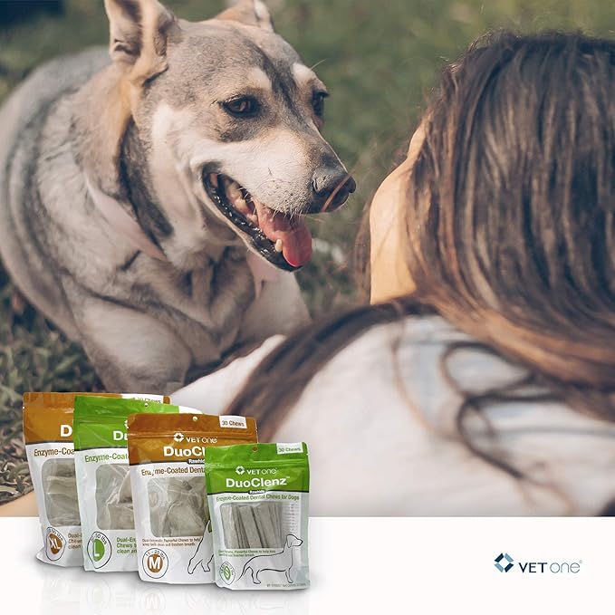 Vet One DuoClenz Enzyme Coated Dog Dental Chews for Large Dogs - Veterinarian Formulated - 30 Count