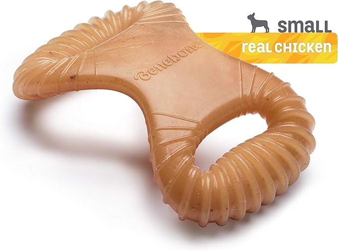 Benebone Dental Durable Dog Chew Toy for Aggressive Chewers, Real Chicken, Made in USA, Small