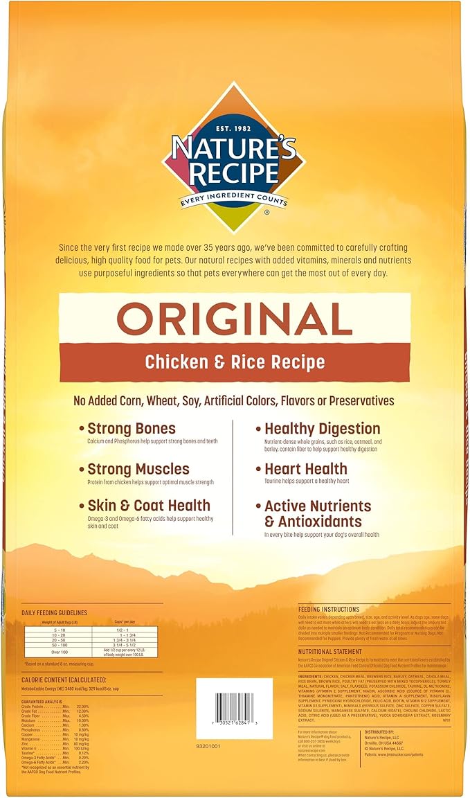 Nature's Recipe Adult Chicken & Rice 24 Pounds Dry Dog Food + Chicken Recipes Variety Pack 2.75 Ounce (Pack of 24) Wet Dog Food Bundle