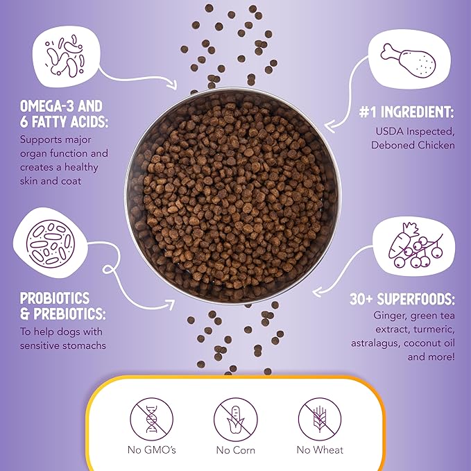 Health Extension Little Bites Dry Dog Food, Natural Food with Added Vitamins & Minerals, Suitable for Teacup, Toy & Small Dogs, Chicken & Brown Rice Recipe (10 Pound / 4.5 Kg)