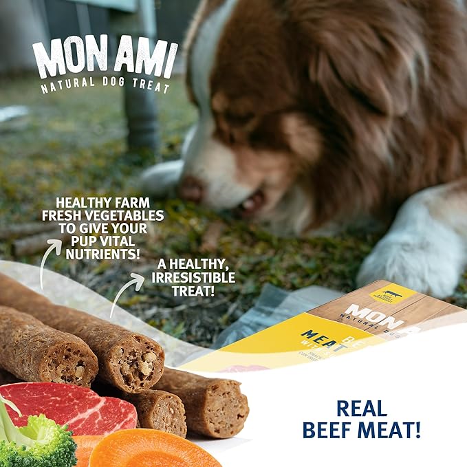Mon Ami Beef Meat Sticks for Dogs with Farm Fresh Vegetables (11 Oz) – Human Grade Dog Treats with Superfoods - Training Treats for Dogs - Healthy Dog Treats for Small, Medium and Large Dogs
