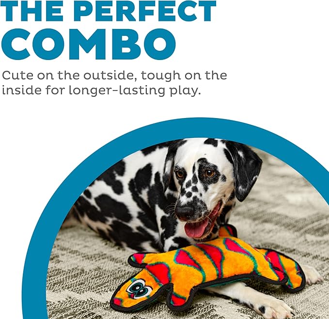 Outward Hound Durablez Tough Plush Squeaky Dog Toy, Gecko, Orange, Large