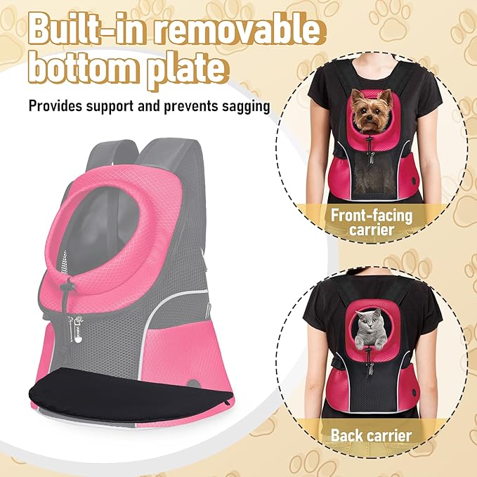 WOYYHO Pet Dog Carrier Backpack Small Dog Front Backpack Ventilated Mesh Dog Travel Back Pack with Safety Belt for Travel Hiking Cycling Outdoor Use (S (2-4.5 lbs), Black)