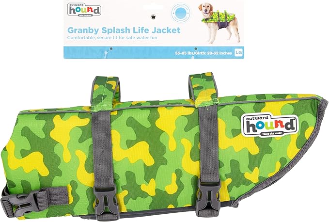 Outward Hound Granby Splash Camo Dog Life Jacket, Large