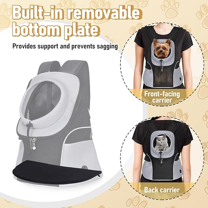 WOYYHO Pet Dog Carrier Backpack Small Dog Front Backpack Ventilated Mesh Dog Travel Back Pack with Safety Belt for Travel Hiking Cycling Outdoor Use (S (2-4.5 lbs), Black)