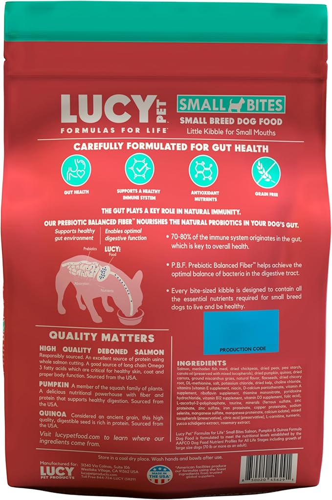 Lucy Pet Products Salmon, Pumpkin & Quinoa Small Bites for Dogs 4.5lb 100600033