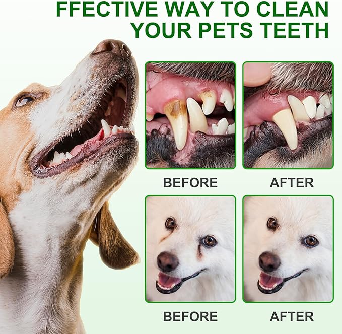 50Pcs Teeth Cleaning Wipes for Dogs & Cats, Dog Breath Freshener Dental Finger Wipes, Dog Dental Care Wipes Helps Wipe Away Plaque & Tartar - Freshens Breath, No-Rinse Dog Finger Toothbrush
