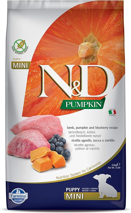 FARMINA Dry Mini Puppy Food, Lamb, Pumpkin and Blueberry Recipe, 5.5 lbs