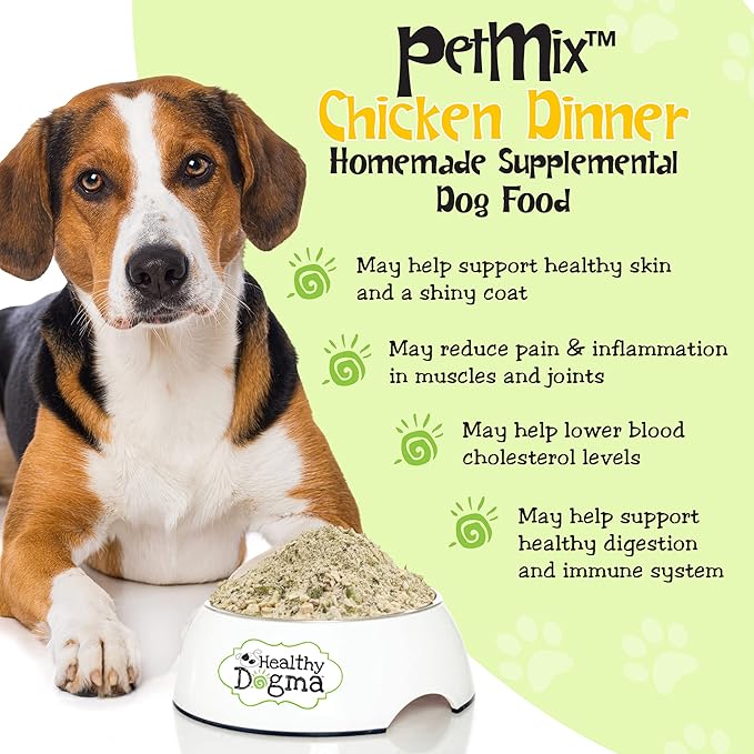 Healthy Dogma - PetMix Dehydrated Dog Food for Allergies - Grain Free, Freeze Dried, Raw, Homemade Dog Food (Chicken Dinner, 10 lbs)