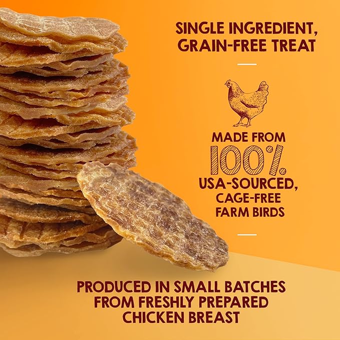 Riley's Waffles Chicken Chips for Dogs - USA Sourced Chicken Dog Treats Single Ingredient - Dehydrated Chicken Jerky for Dogs Made in USA - 6 oz