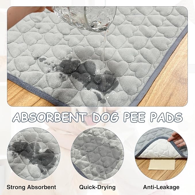 Fhiny Washable Pee Pads for Dogs, 43'' x 63'' Large Reusable Puppy Pads Super Absorbent Dog Potty Pads Non-Slip Whelping Pads Leakproof Dog Training Mat for Playpen Crate Floor Sofa