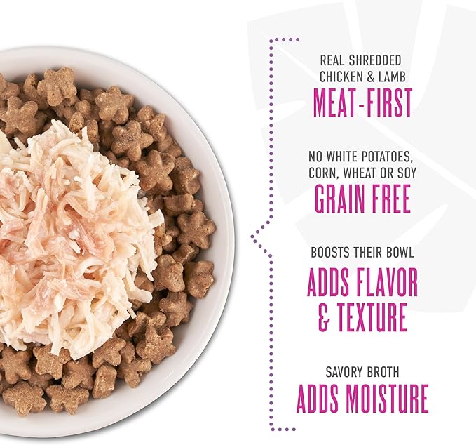 Tiki Dog Born Carnivore Protein Booster Dog Food Topper, Chicken and Lamb Recipe in Broth, 2.1 oz. Pouch (12 Count)