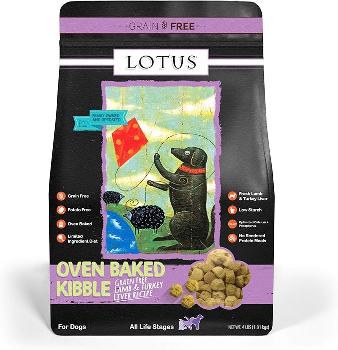 Lotus Oven-Baked Lamb & Turkey Liver Recipe Grain-Free Dry Dog Food 4 Pounds