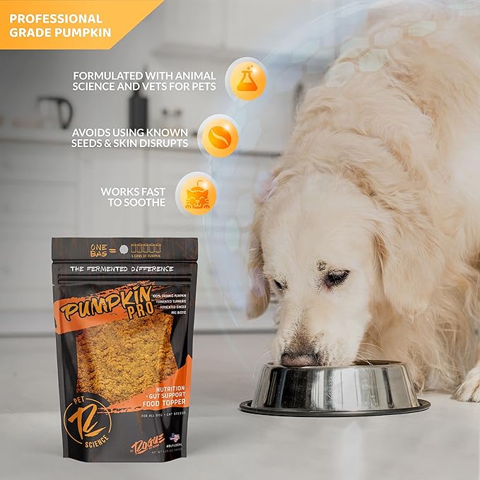 Pumpkin Pro for Dogs - Tasty Powdered Digestive Support Food Topper w/Organic Pumpkin - Supports Prebiotic Fiber Source & Nutrition - Helps Loose Stool and Gut Inflammation(5.25 oz)