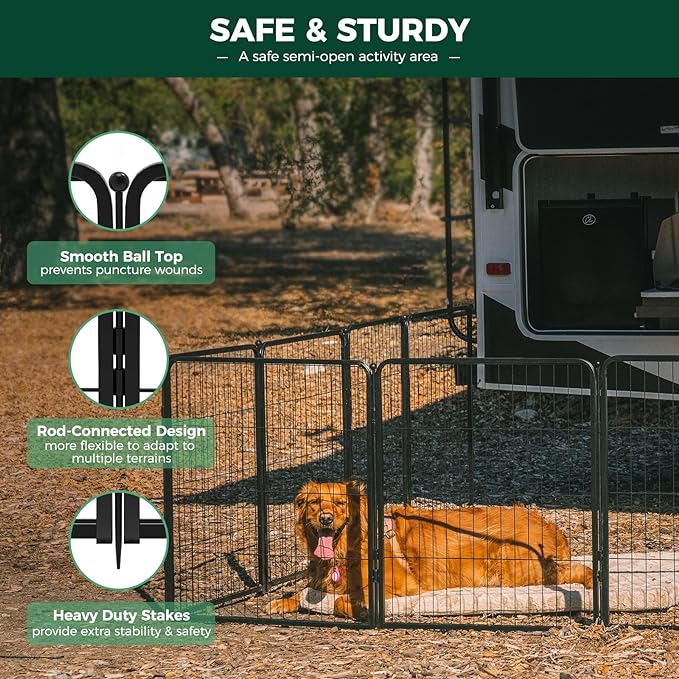 FXW Rollick Dog Playpen for Yard, RV CampingâPatented, 40 inch 16 Panels