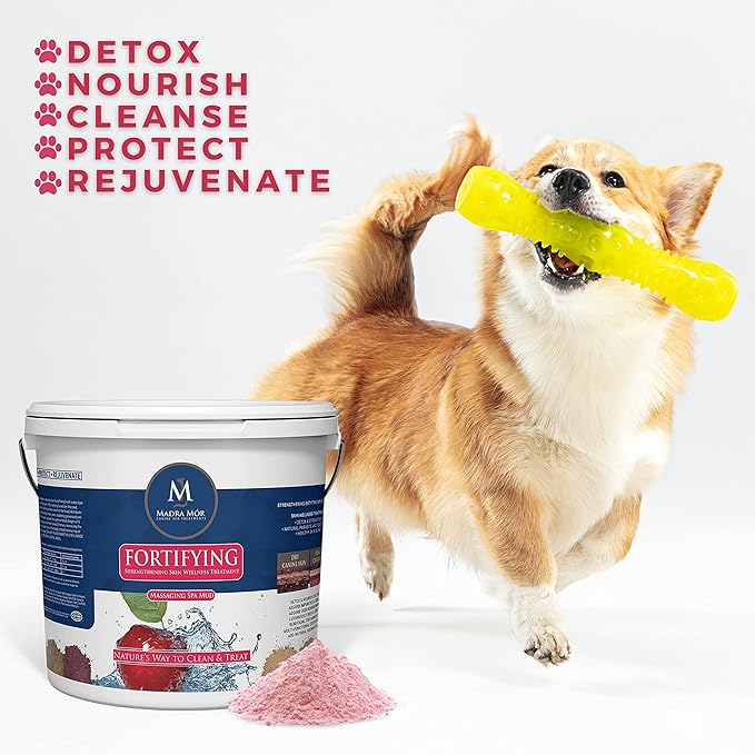 Madra Mor Dog Essentials Fortifying Spa Mud | Dog Wash | Dog Grooming | Dry Skin for Dogs Treatment | Dog Bath | Dog Coat Skin Care Products | 7.5lb Pail w Worldwide Nutrition Multi Purpose Key Chain