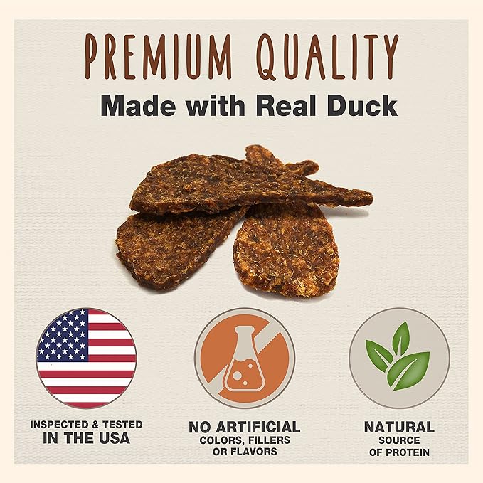 Cadet Gourmet Duck Jerky Dog Treats - Healthy & Natural Duck Dog Training Treats for Small & Large Dogs - Inspected & Tested in USA (14 oz.)