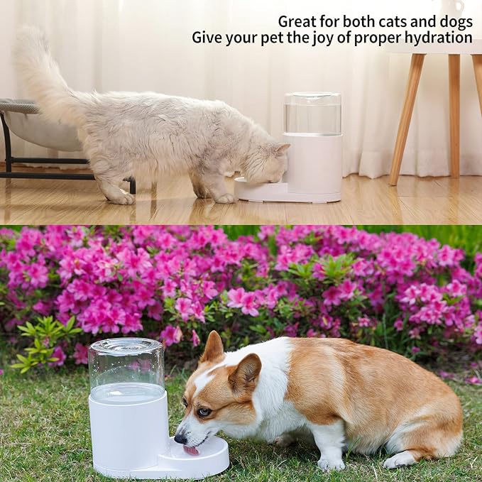 CZPET 4L Pet Water Dispenser (2 Pack) Unplugged Automatic Water Bowl Dispenser Gravity Water Dispenser for Cats Water Self Feeder Dog Fountain Dogs Bowl Bottles for Puppy Kitten