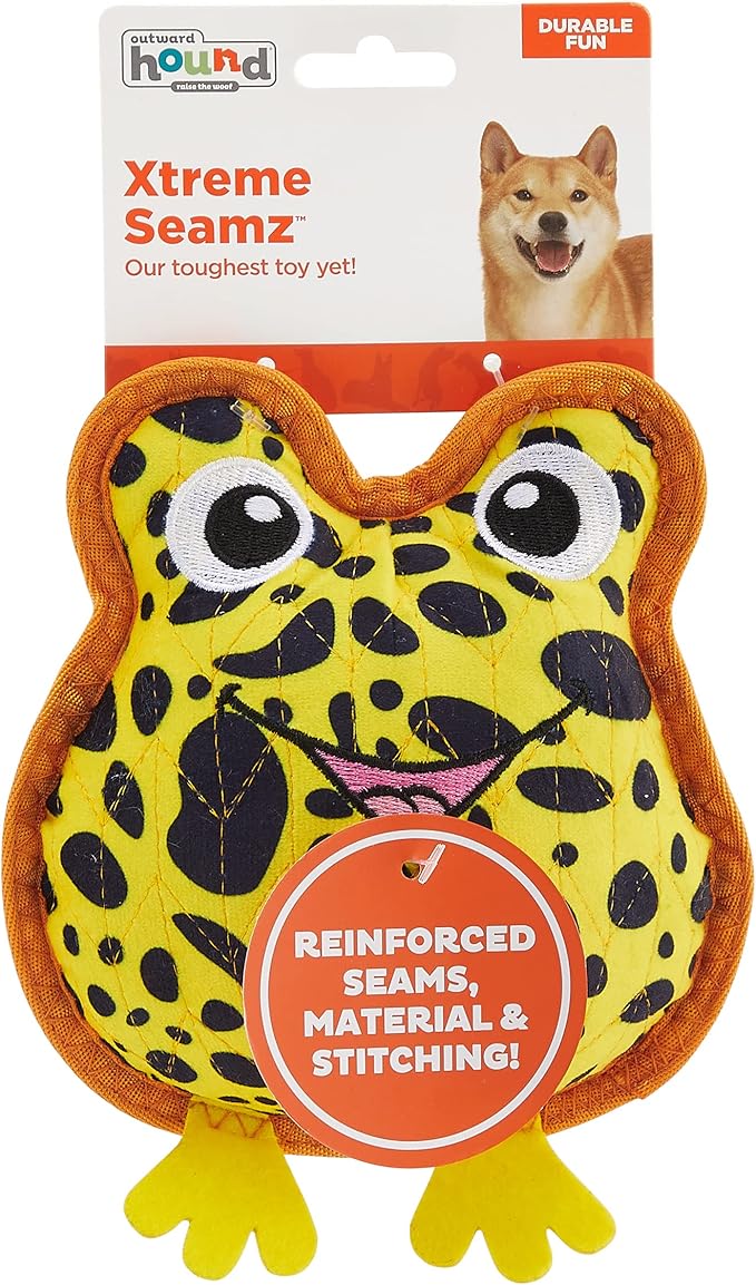 Outward Hound Xtreme Seamz Dart Frog Squeaky Durable Dog Toy