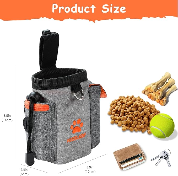 Dog Treat Pouch, Treat Pouches for Pet Training, Dog Treat Training Pouch Dog Clicker, Dog Training Treat Pouch Built-in Poop Bag Dispenser, Hands-Free Snack Dog Treat Bag