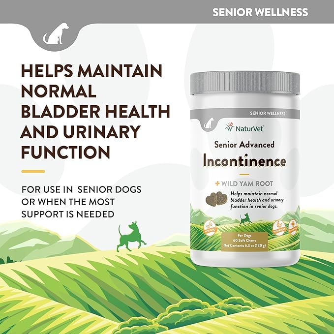 NaturVet Senior Advanced Incontinence Dog Supplement – Helps Support Dog’s Bladder Control, Normal Urination – Includes Synergistic Blend of Botanicals – 60 Ct. Soft Chews