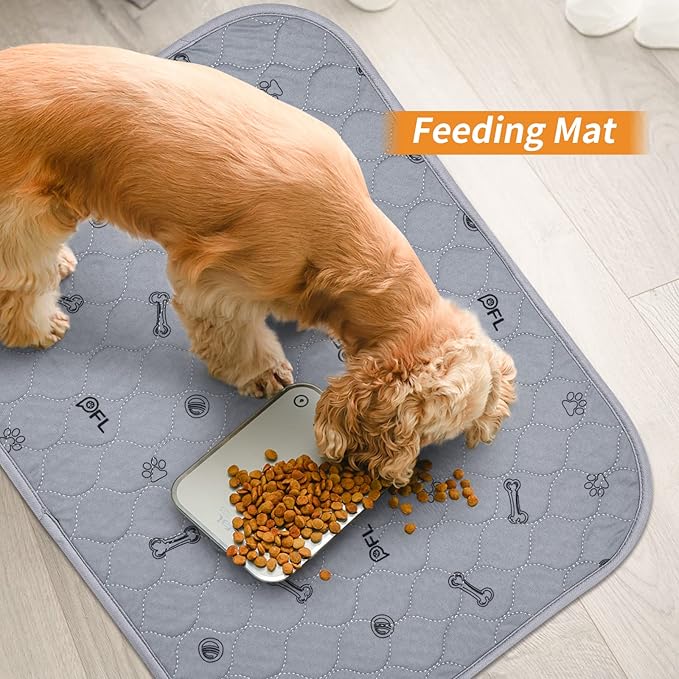 washable pee pads for dogs, 2Pack Puppy Pads Washable,36x72 Absorbent reusable Whelping Pads, Non-Slip Dog Mats with Bone Print for Floor Protector, Couch Cover, Crate, Potty Training