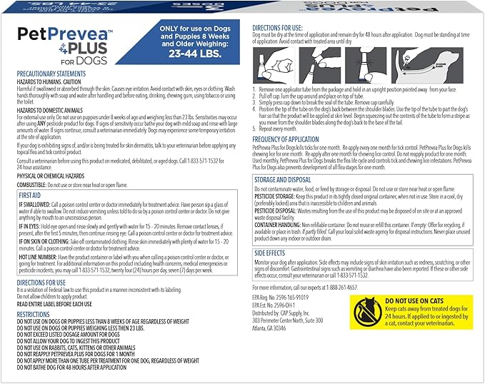 Plus for Dogs | Kills Fleas, Ticks, Flea Eggs, Chewing Lice, Flea Larvae | Convenient & Easy to Apply | Fast-Acting & Long-Lasting | for Dogs 23 to 44 lbs - 3 Doses