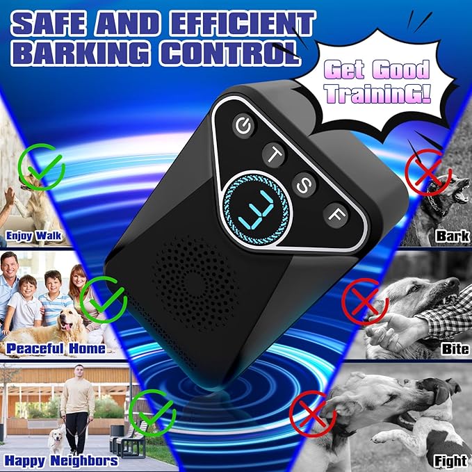 1500 mAh Rechargeable Anti Barking Device for Dogs Indoor Up to 50 Ft Range, 9 Modes Dog Bark Deterrent Devices Dog Training & Behavior Aids, Bark Box Dog Barking Control Devices Safe for Humans, Dogs